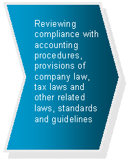 Chevron: Reviewing compliance with accounting procedures, provisions of company law, tax laws and other related laws, standards and guidelines   